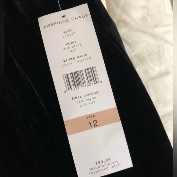 NWT Chaus Velvet Trousers Black Rayon/Silk Blend Size 12 - Picture 7 of 7